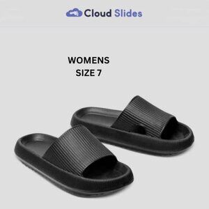 Cloud Slides Cushion Comfort Slip On Sandal Flip Flops Black Size 7